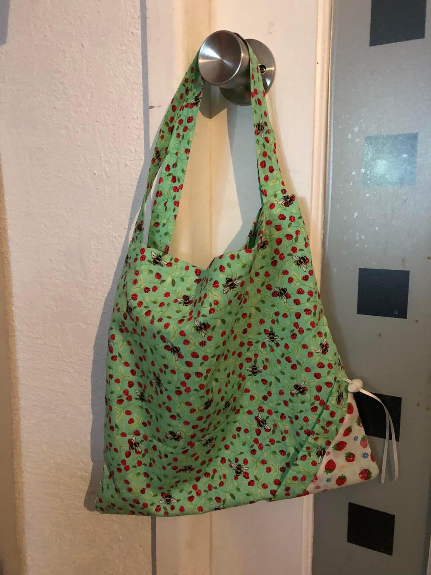 Handmade Strawberry Packable Tote