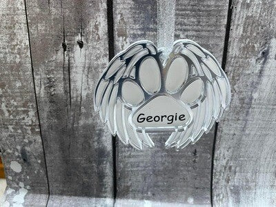Pet Memorial with Wings and Paw