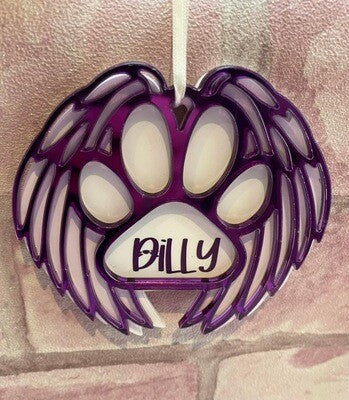 Pet Memorial with Wings and Paw