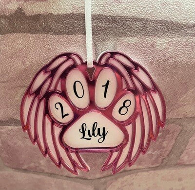Pet Memorial with Wings and Paw