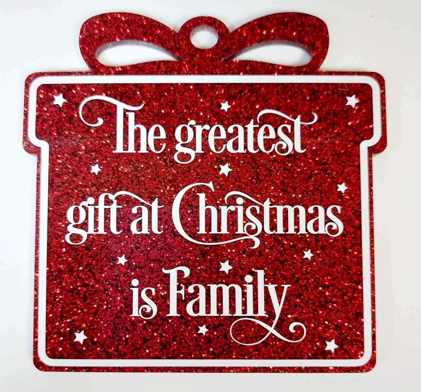 Glitter Present Bauble