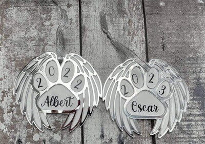 Pet Memorial with Wings and Paw