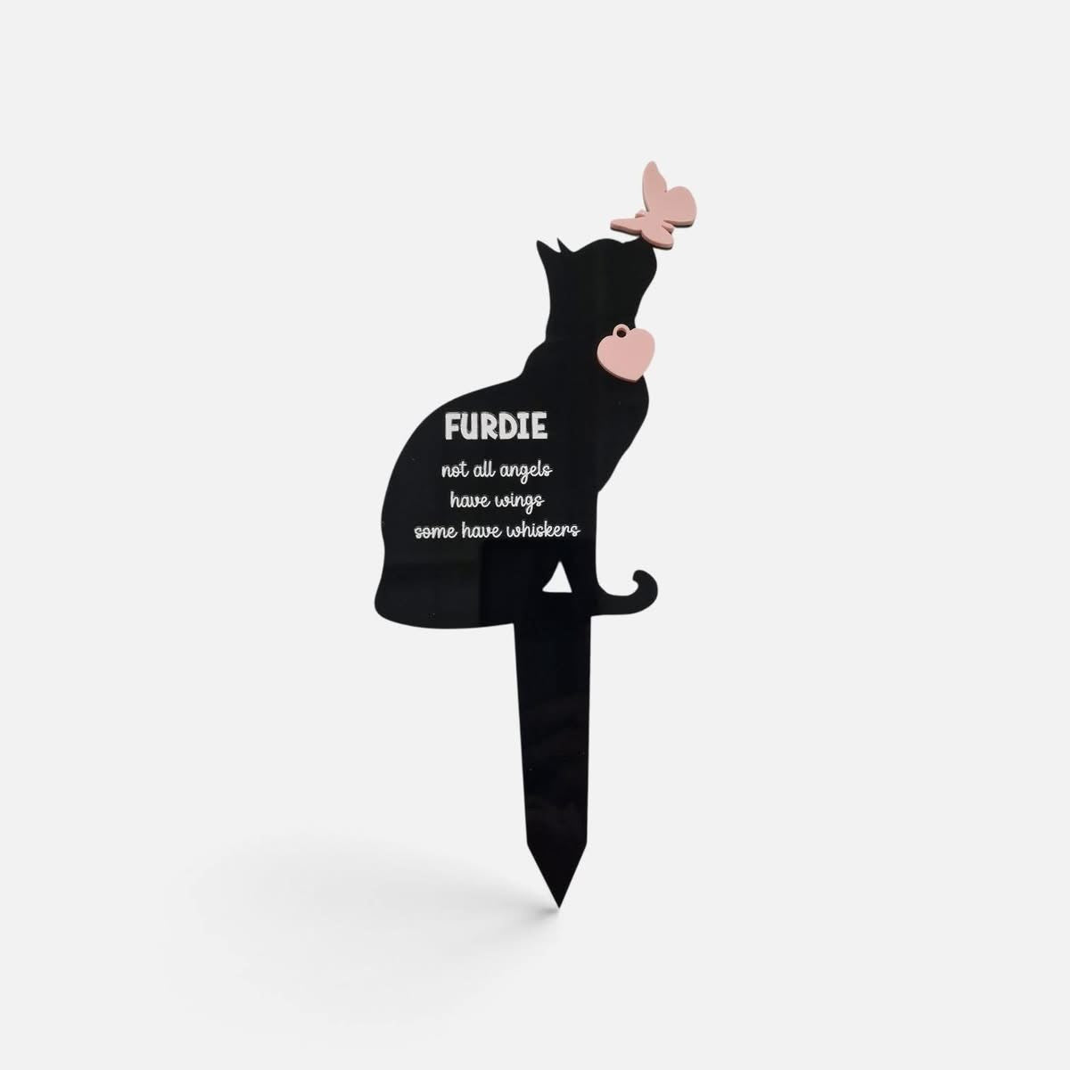 Cat with butterfly grave marker