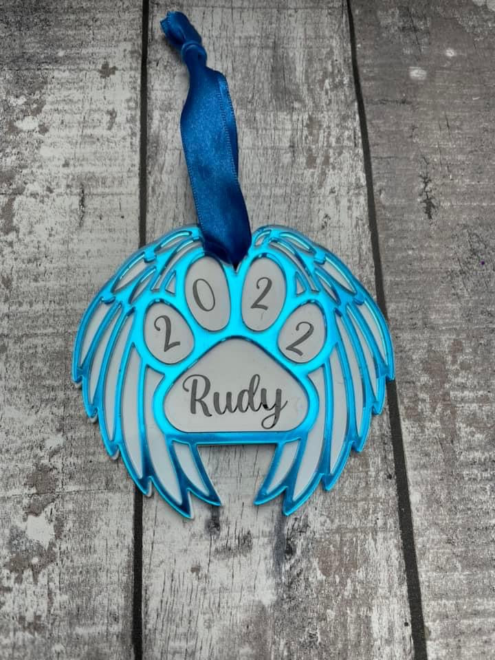 Pet Memorial with Wings and Paw