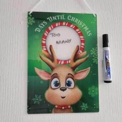 Wipeable reindeer days until Christmas board