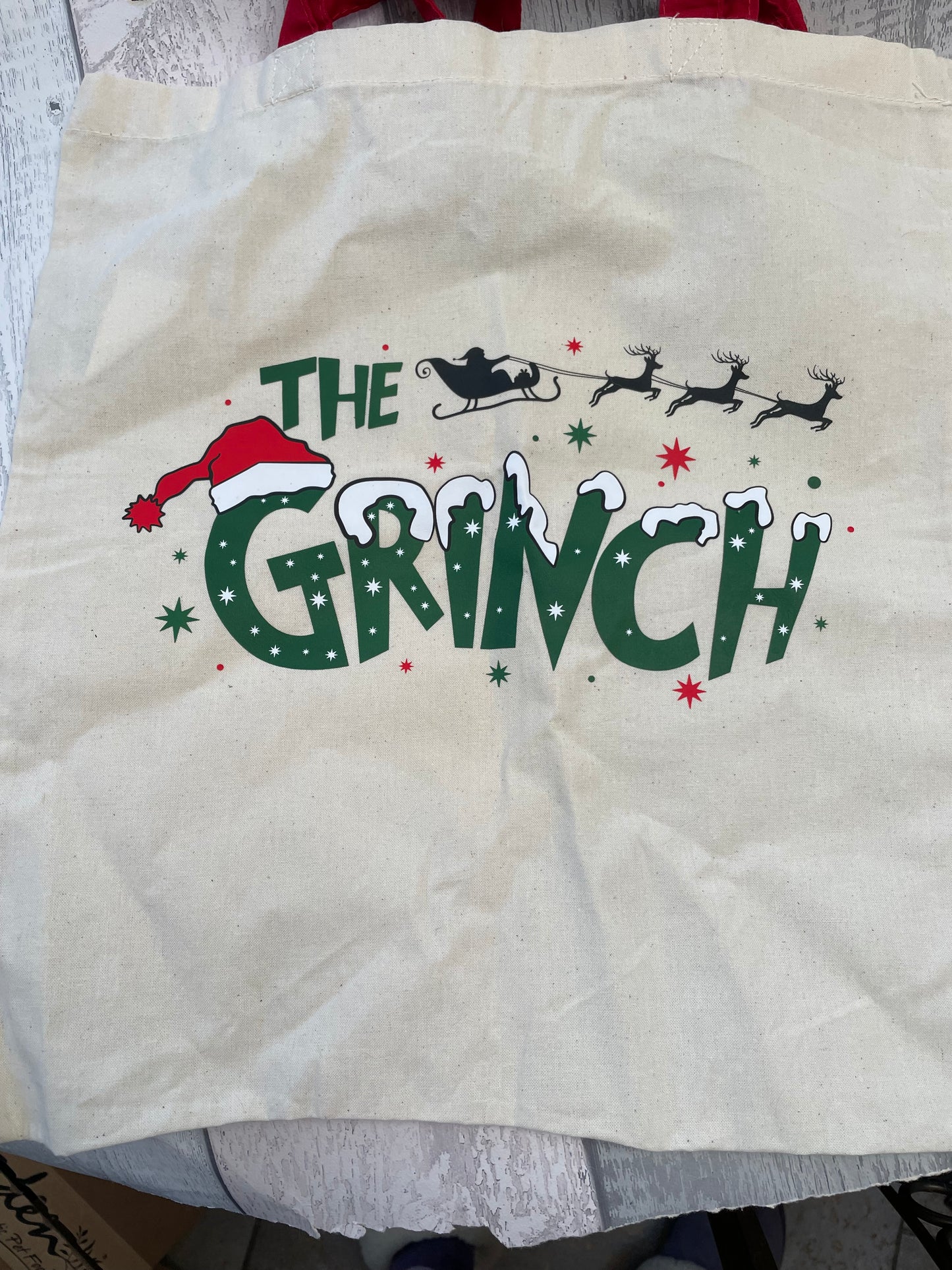 Christmas Natural Cotton Tote Bag with DTF