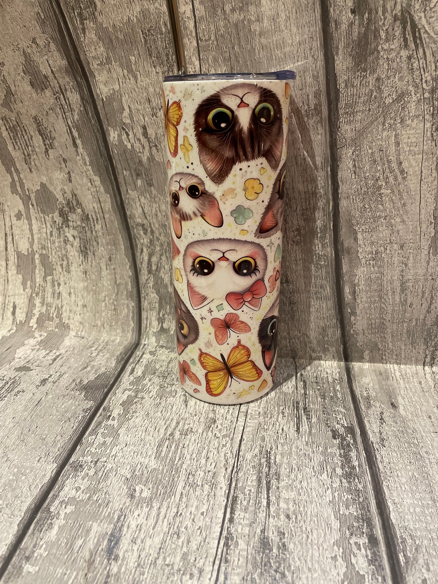 12 oz or 20oz Stainless Steel Sublimated Tumbler with metal straw