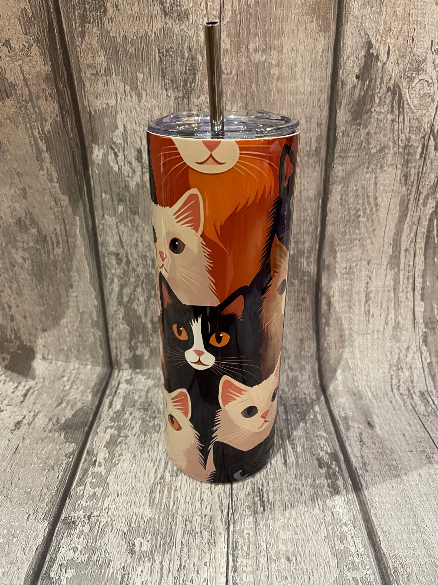 12 oz or 20oz Stainless Steel Sublimated Tumbler with metal straw