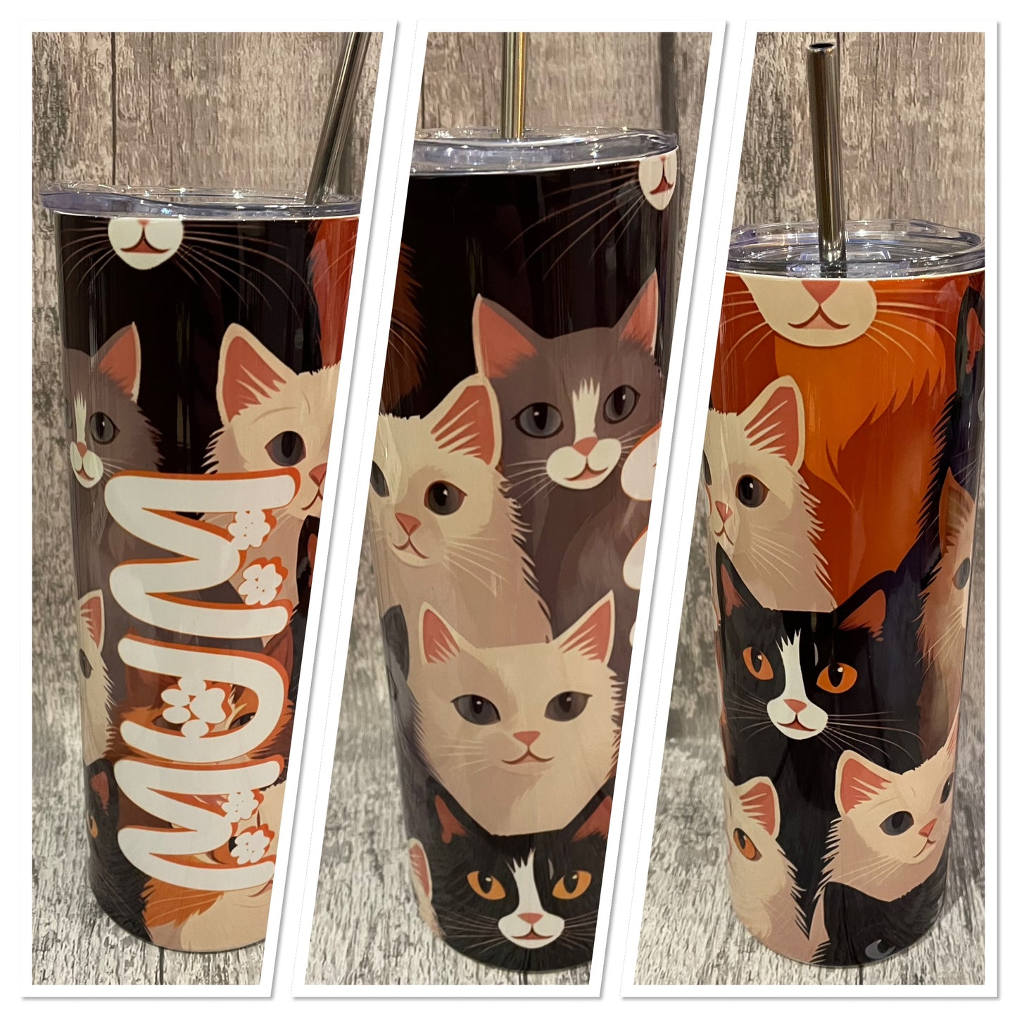 12 oz or 20oz Stainless Steel Sublimated Tumbler with metal straw