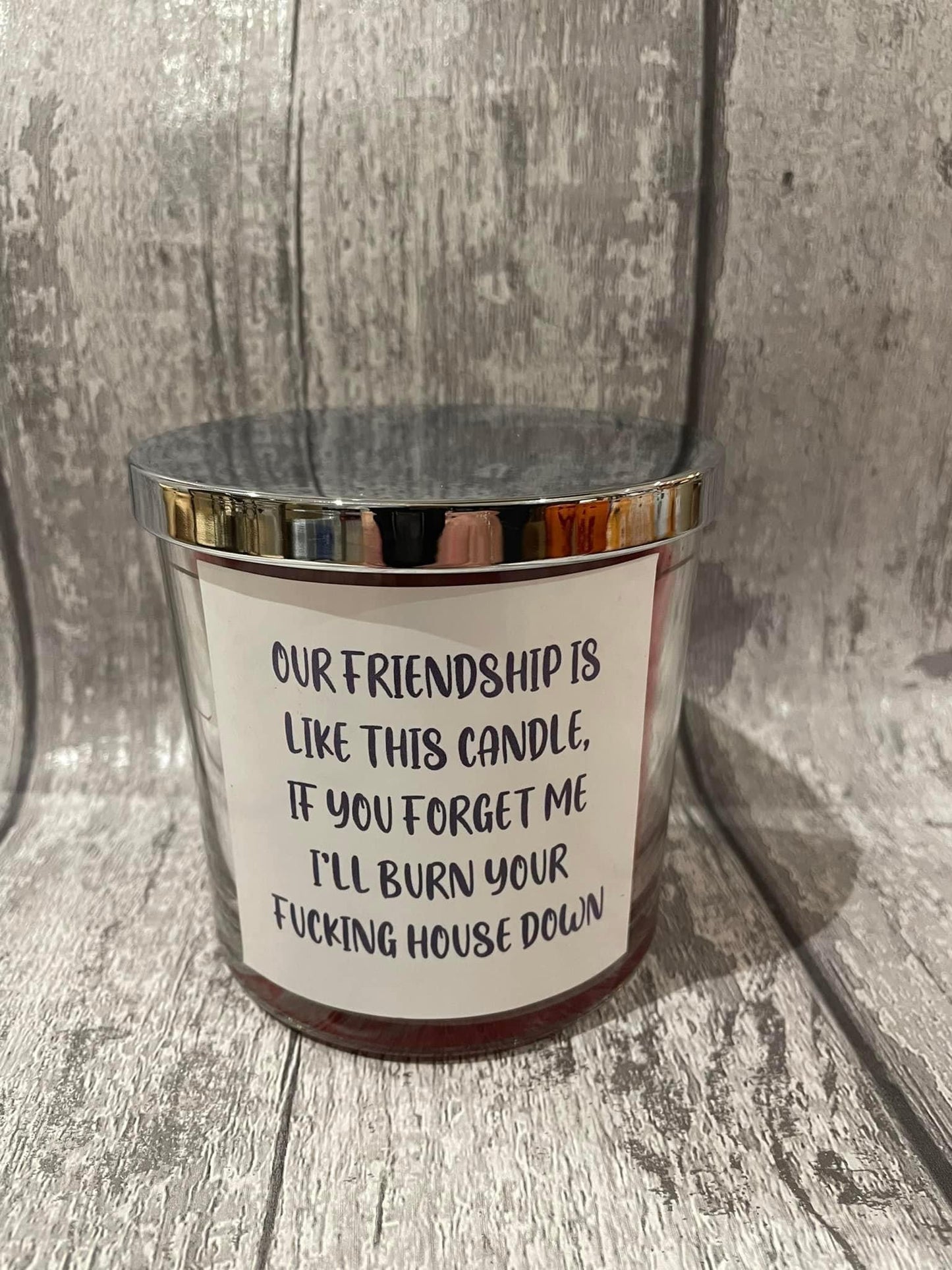Candles with rude sayings
