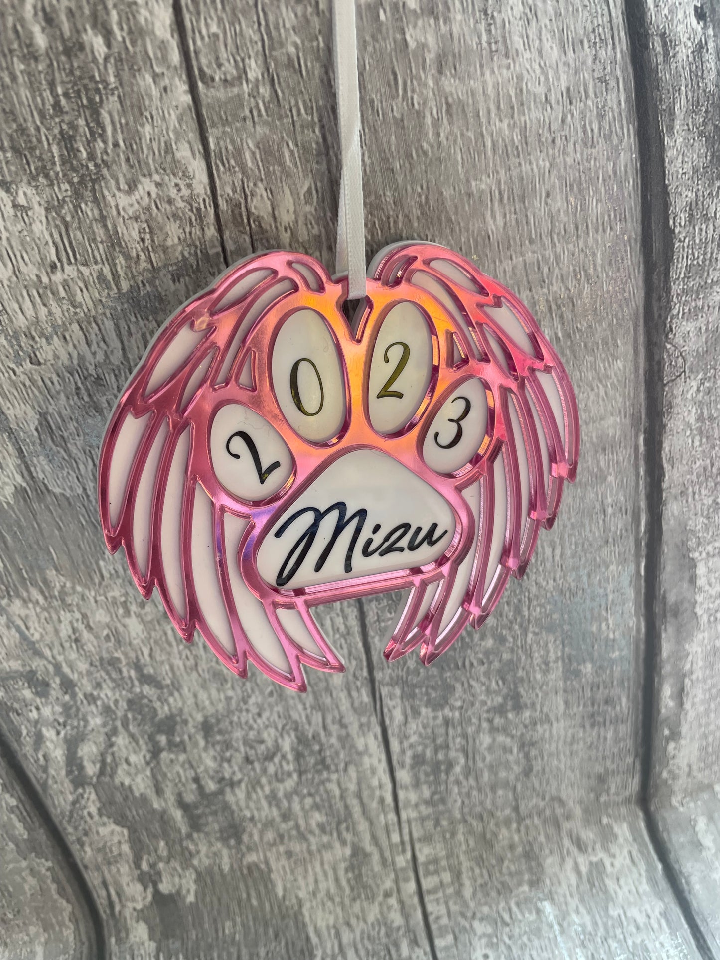 Pet Memorial with Wings and Paw