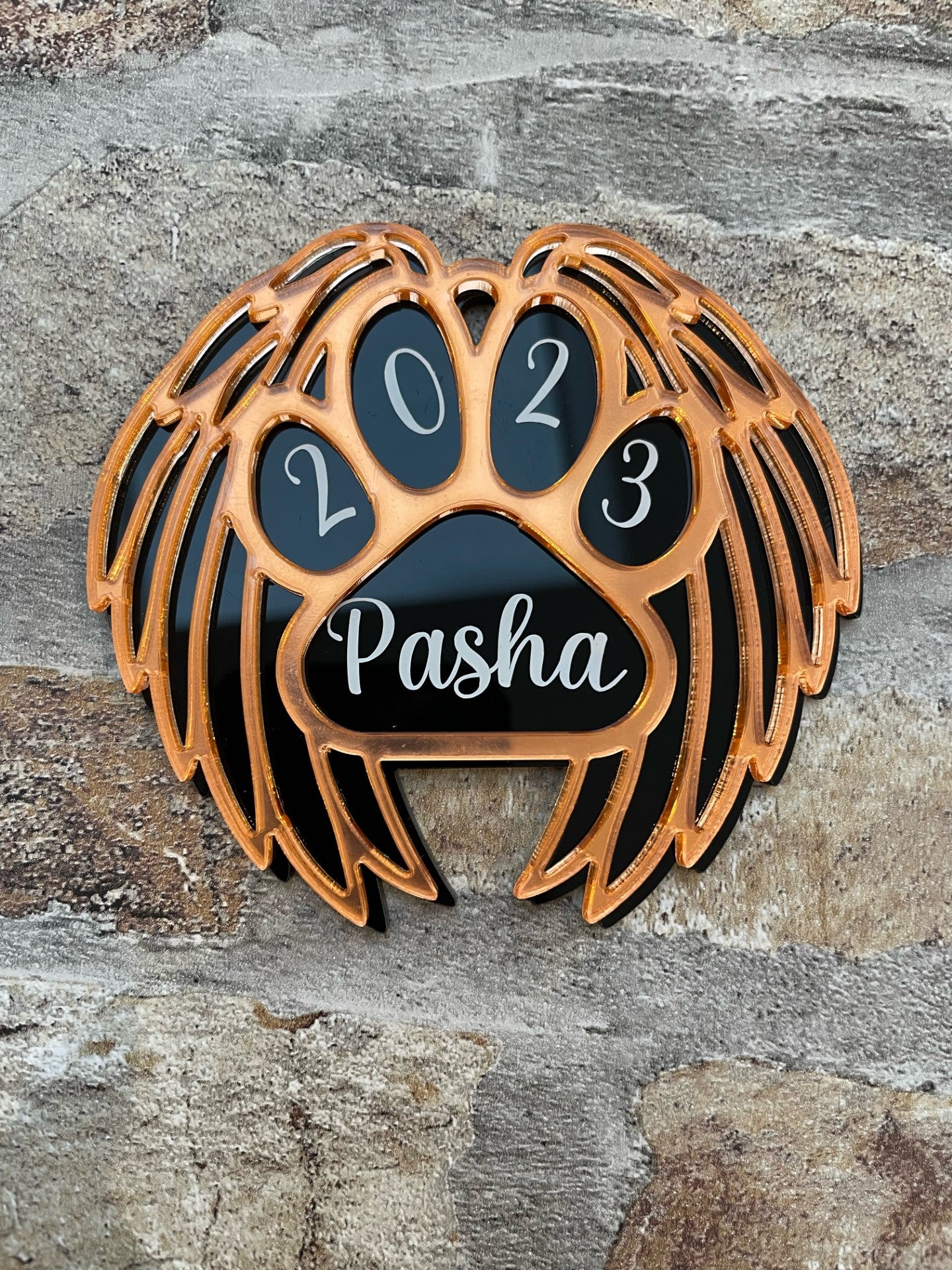 Pet Memorial with Wings and Paw