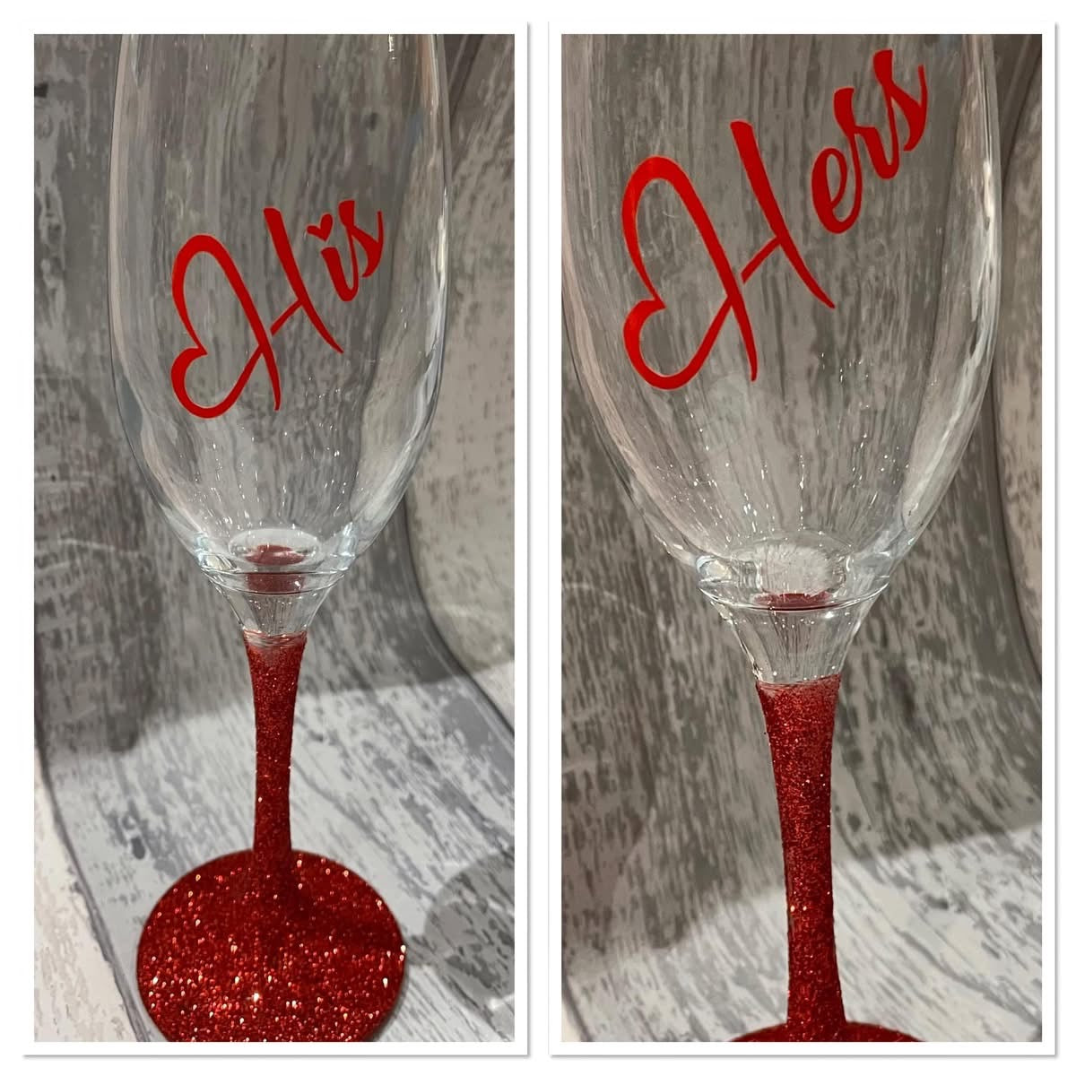 Valentine Champagne Glitter Glass
