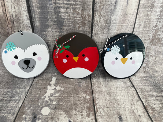 Penguin/Bear Christmas Baubles