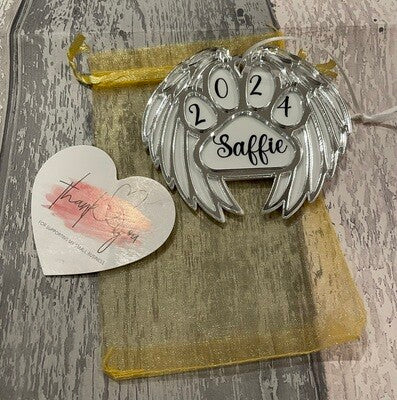 Pet Memorial with Wings  and Paw