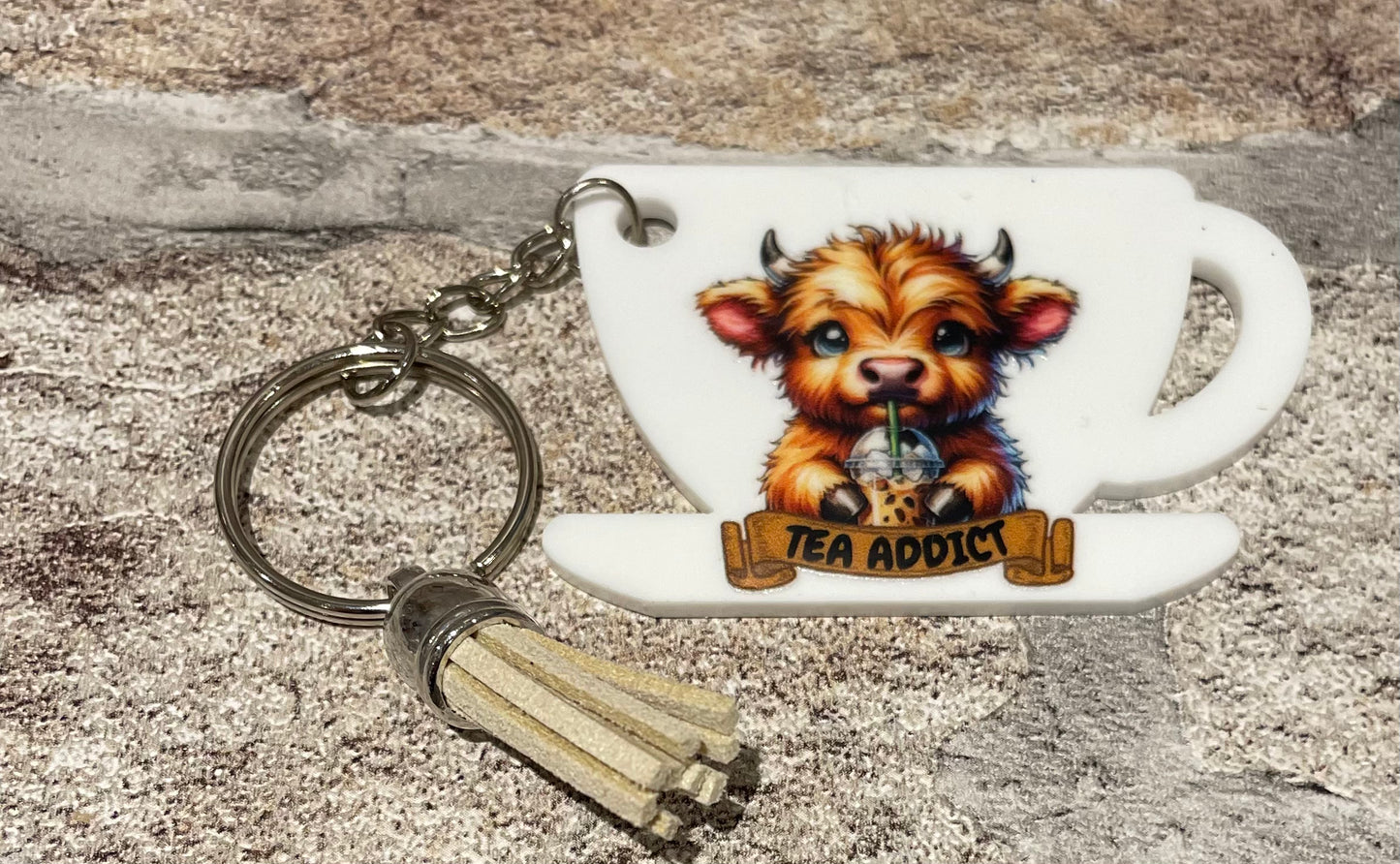 Tea or Coffee Addict Acrylic Keyrings