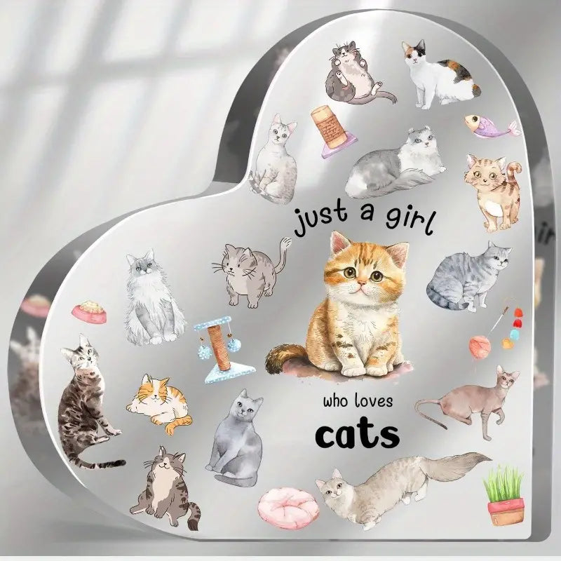 Just a Girl Who Loves Cats Acrylic Collectible Figurines