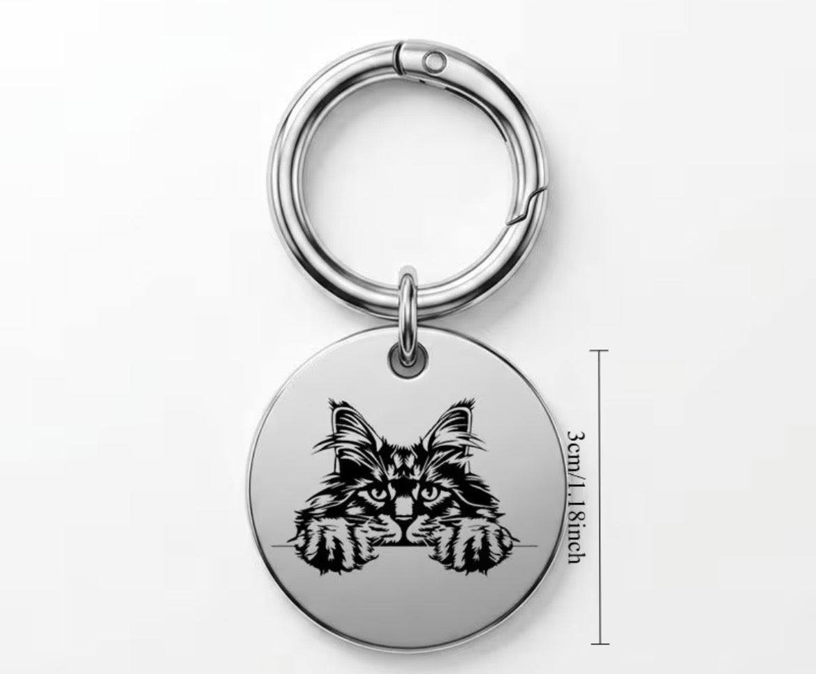 Maine Coon Stainless Steel Keyring