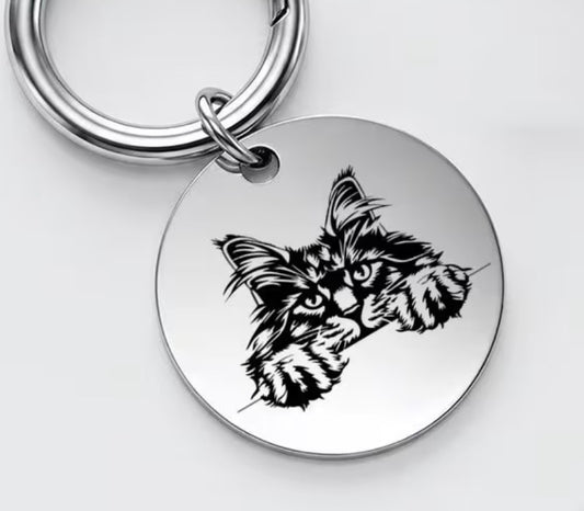 Maine Coon Stainless Steel Keyring